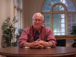 Librarian Robert Sivigny takes a break from War and Peace